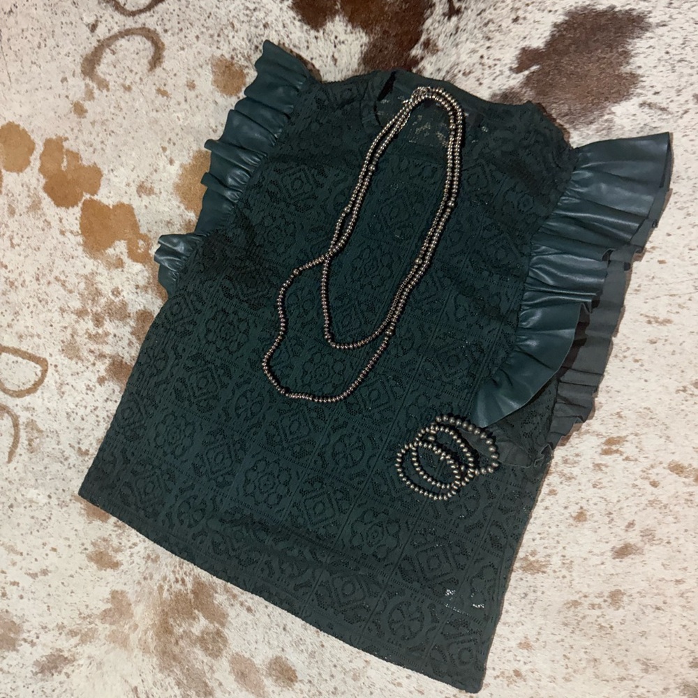 Marc New York Dark Green Lace Top